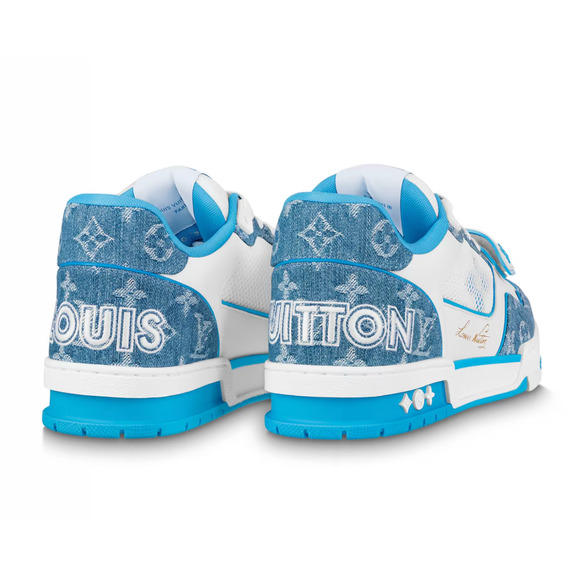 Louis Vuitton Denim Blue Monogram White LV Low Top Trainer Sneaker UK 9 US 10 11 - Picture 16 of 16